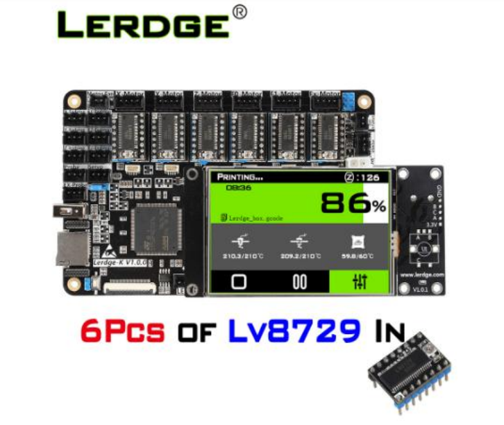 Материнская плата LERDG-K LV8729 ARM 32-битная  для 3D-принтера с 3,5-дюймовым сенсорным экраном