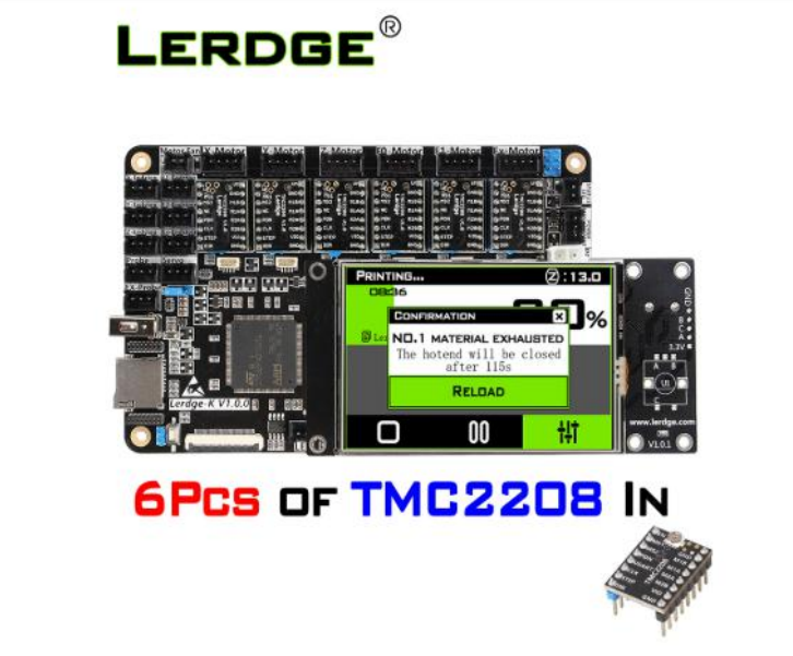 Материнская плата LERDG-K TMC2208 ARM 32-битная  для 3D-принтера с 3,5-дюймовым сенсорным экраном