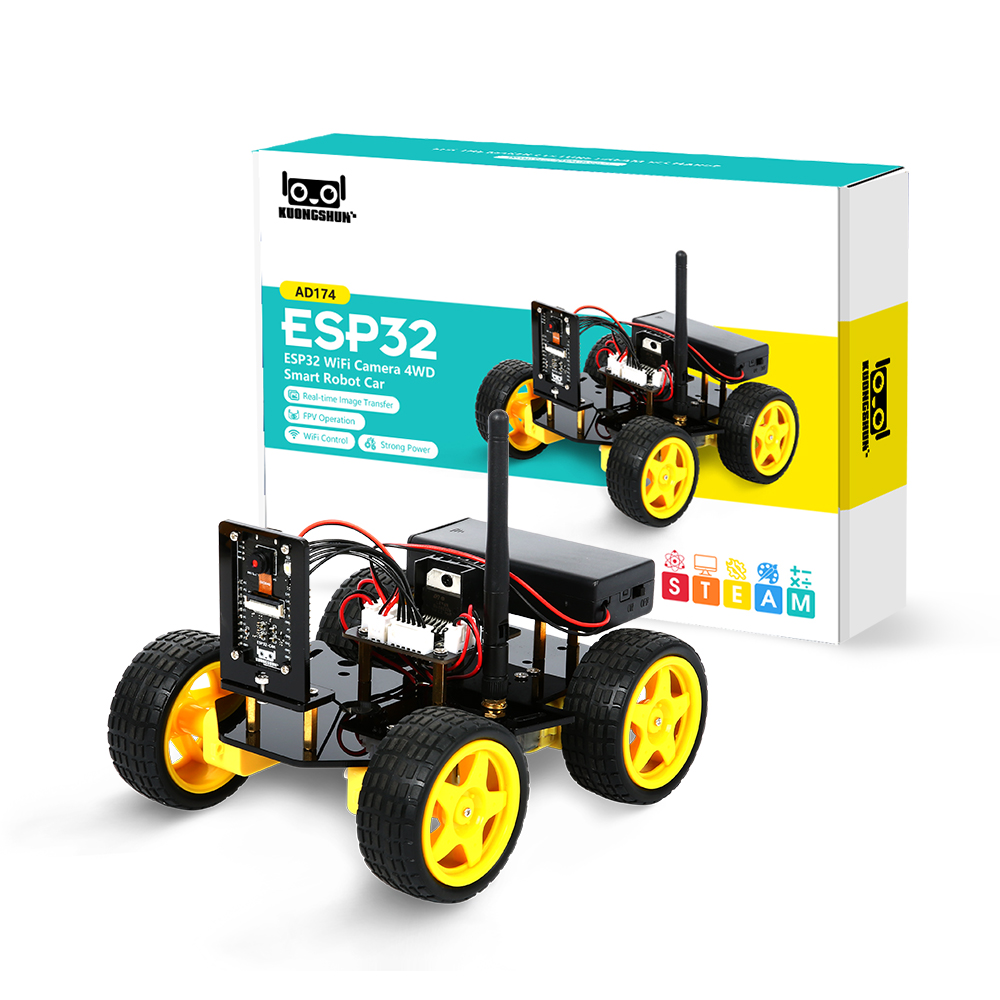 Автомобильный комплект интеллектуального робота ESP32 CAM 4WD с беспроводным управлением(без аккумулятора 18650, без зарядного устройства 18650)