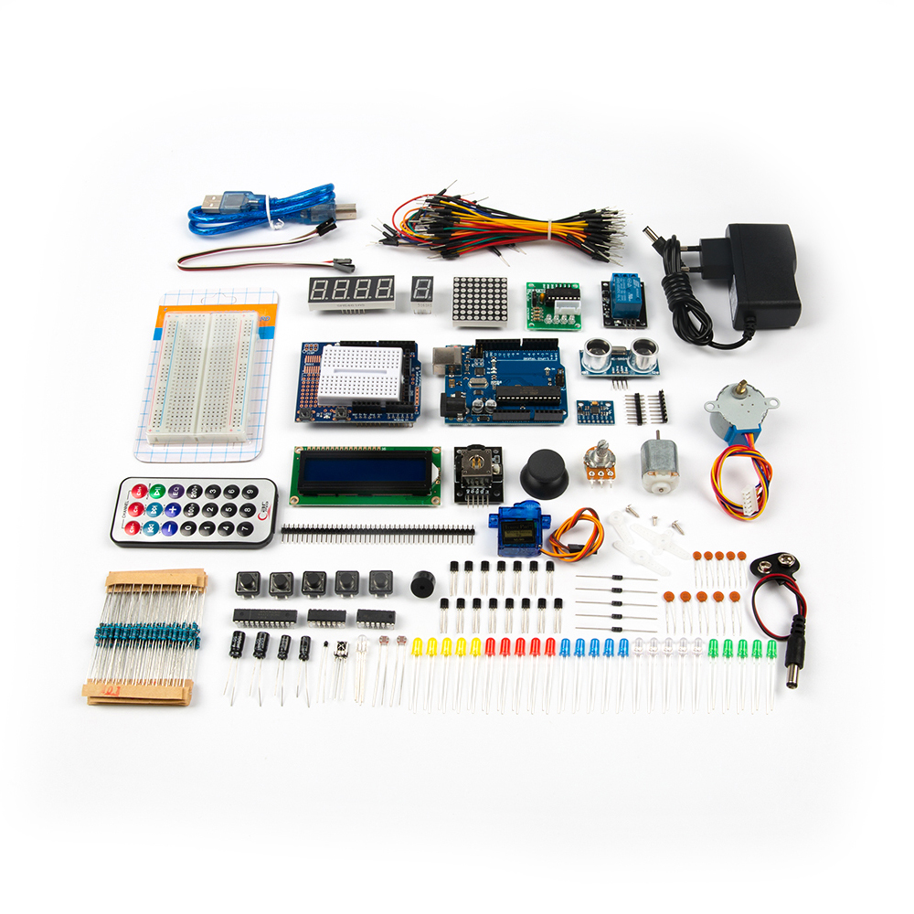 Дополненный набор Arduino UNO R3 DIP с фирменным логотипом без батареи крона 9В с блоком питания под европейскую розетку