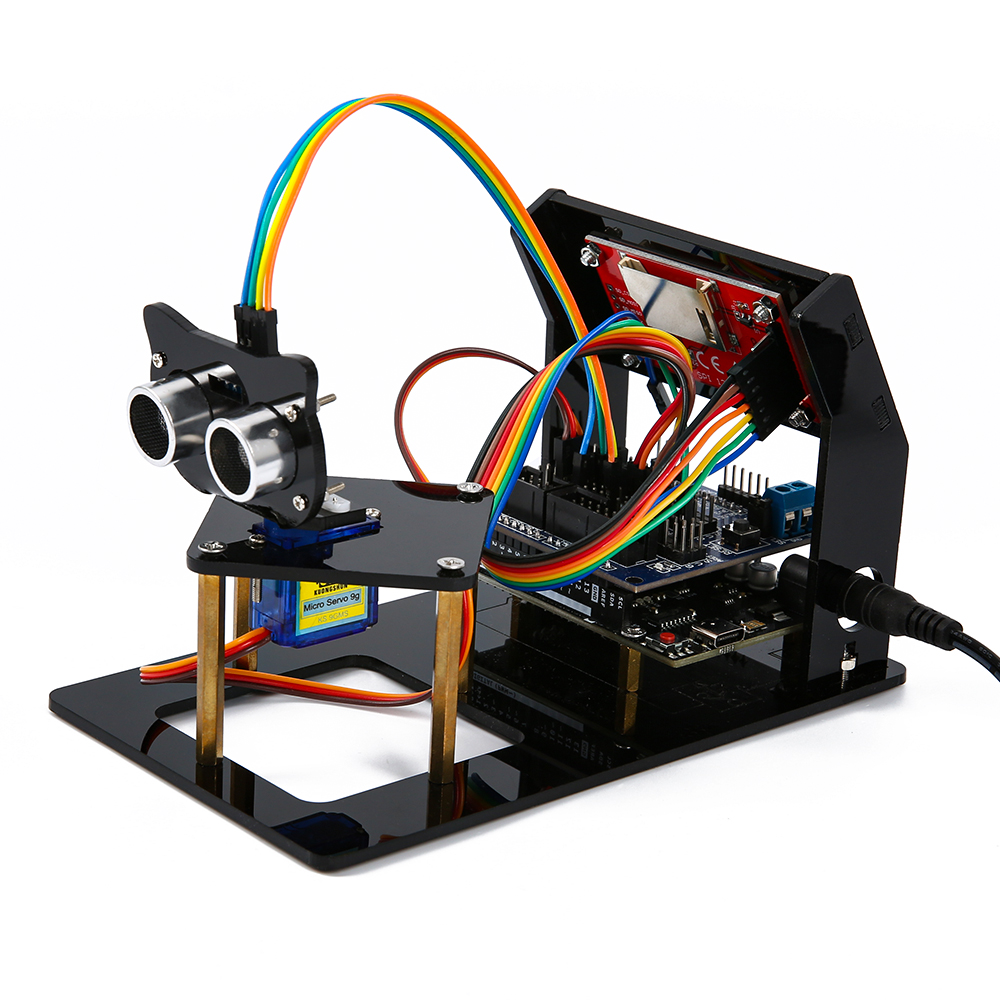 Модуль ультразвукового радарного датчика KUONGSHUN для Arduino DIY Kit, 180-градусный сканирующий детектор с 1,8-дюймовым SPI TFT-экраном