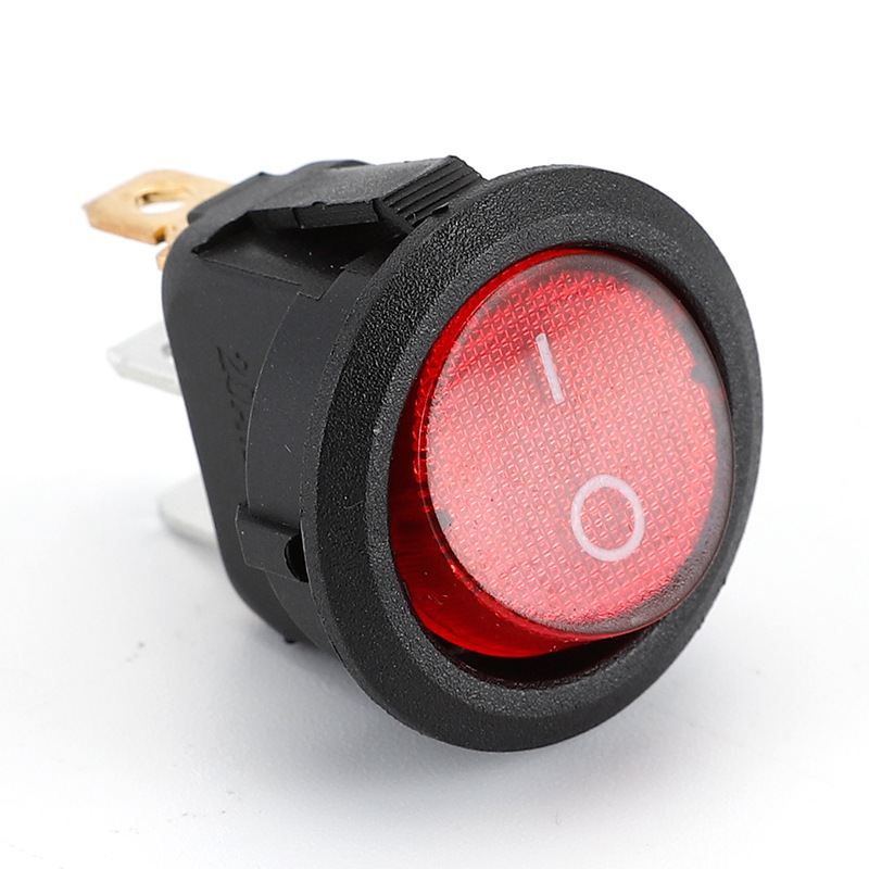 Тумблер KCD2, 3конт/2полож, красный с LED-подсветкой, 23мм