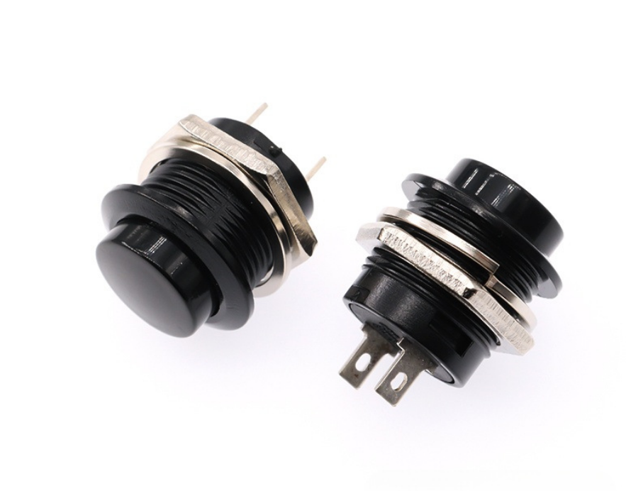 Кнопка R13-507, 16мм, самовозвратная, черная, 6А 125В