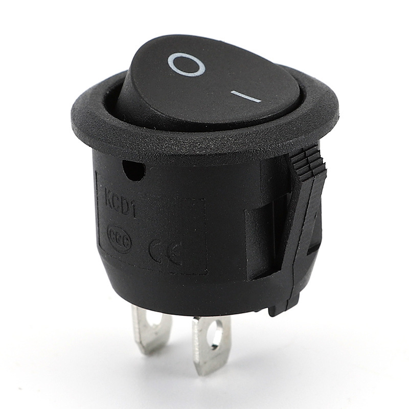 Тумблер KCD2, 2конт/2полож, черный, медные выводы, отверстие 20мм