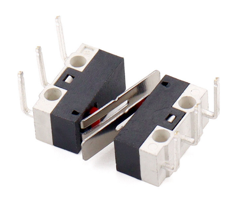 Микровыключатель для мыши, 3конт, с рычагом, правый изогнутый вывод