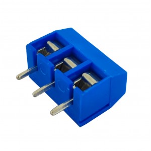 KF301-3P, Клеммник винтовой PCB, шаг 5,0 мм, 12 A 300 V, 3 контакта, медные круглые выводы, шлицевой винт, синий
