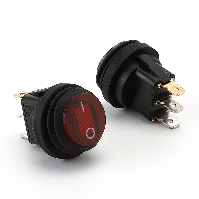 Тумблер KCD1 с подсветкой, 3конт/2полож, красный свет, 12В 20А