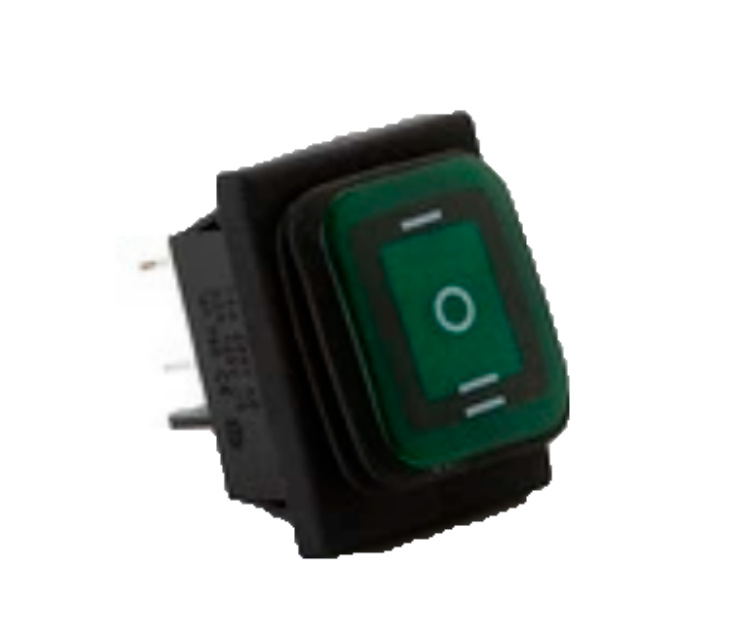 Тумблер KCD4, 6конт/3полож, зеленый, с подсветкой, 220В 16А