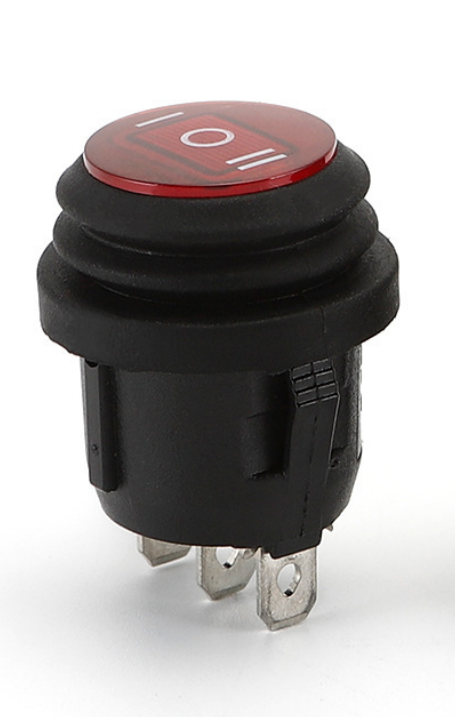 Тумблер KCD2, 3конт/3полож, красный, герметичный, без подсветки