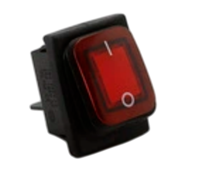 Тумблер KCD4, 4конт/2полож, красный, с подсветкой, герметичный