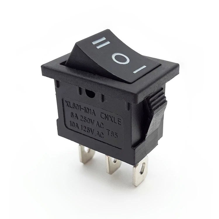 Тумблер KCD1, 3конт/3полож, черный, квадратный, 15x21мм