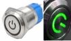 Металлический кнопочный переключатель с плоской головкой 12мм (зеленый светодиод, 3-6В, самоблокировка, водонепроницаемый)