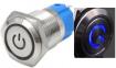 Металлический кнопочный переключатель с плоской головкой 12мм (синий светодиод, 3-6В, мгновенный, водонепроницаемый)