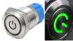 Металлический кнопочный переключатель 12мм (зеленая подсветка, 12-24В, самоблокировка, водонепроницаемый)