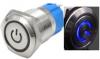 Металлический кнопочный переключатель 12мм (синяя подсветка, 12-24В, самоблокировка, водонепроницаемый)