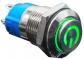 Металлический кнопочный переключатель 12мм (зеленая подсветка, 110-220В, самоблокирующийся, водонепроницаемый)