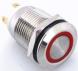 Металлический кнопочный переключатель с плоской головкой 12мм (круглая индикация, красная подсветка, 3-6В, мгновенный, водонепроницаемый)