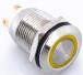 Металлический кнопочный переключатель с плоской головкой 12мм (круглая индикация, желтая подсветка, 220В, мгновенный, водонепроницаемый)