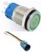 Металлический кнопочный переключатель с плоской головкой 16мм (зеленая подсветка, 3-6В, самоблокирующийся, водонепроницаемый) с разъемом для подключения