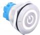 Кнопочный переключатель с плоской головкой 22мм (3-6В, белая подсветка, влагозащита, самовозврат)