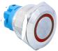 Металлический кнопочный переключатель 22мм (круглая индикация 3-6В, красная подсветка, влагозащита, самовозврат)