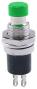 Зеленая кнопка PBS-110 (2 контакта, 7 мм резьба, мгновенного действия, самовозврат, нормально замкнутая, 3А/125В 1А/250В)