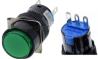 Зеленая кнопка LA128A (3 контакта, 16 мм резьба, самовозврат, круглая)