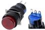 Красная кнопка LA128A (220В, 3 контакта, 16 мм резьба, самовозврат, круглая)