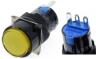 Желтая кнопка LA128A (220В, 3 контакта, 16 мм резьба, самовозврат, круглая)