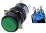 Зеленая кнопка LA128A (24В, 5 контактов, 16 мм резьба, самоблокирующаяся, круглая)