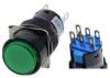 Зеленая кнопка LA128A (24В, 6 контактов, 16 мм резьба, самоблокирующаяся, круглая)
