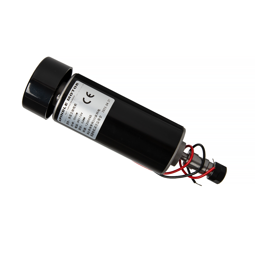 Мотор для ЧПУ станка, 500 Вт, сзажимами диаметром 52 мм, блоком питания и регулятором скорости 12000 об/мин, без ER11