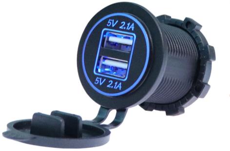Водонепроницаемая автомобильная зарядка для телефона 2 USB, 5В 4.2А, синяя подсветка