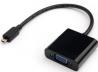 Конвертер Micro HDMI - VGA 1080P черный (кабель 20 см, для монитора ПК проектора HDTV)